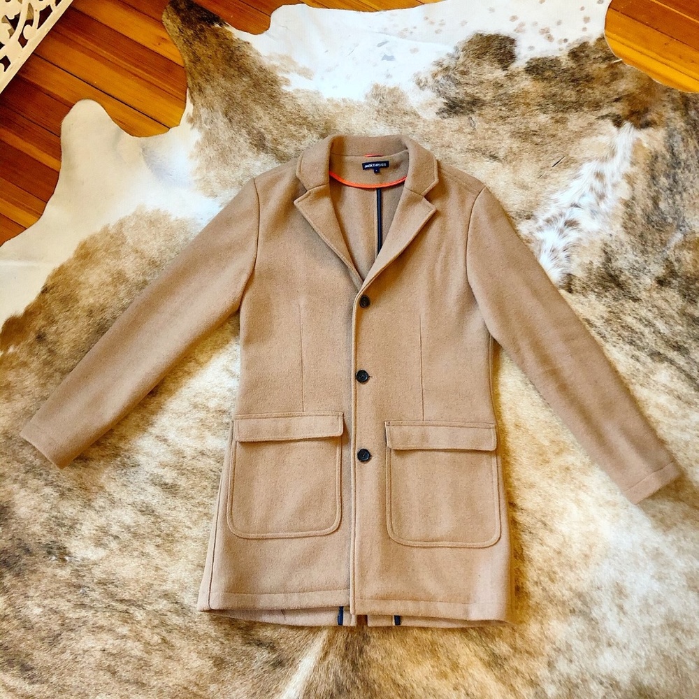 Jackthreads Camel Wool Trench Pea Coat Jacket